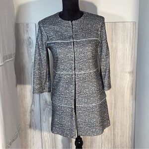 CAbi "The Times" jacket black whitegrey tweed style 5299 ponte stretch
